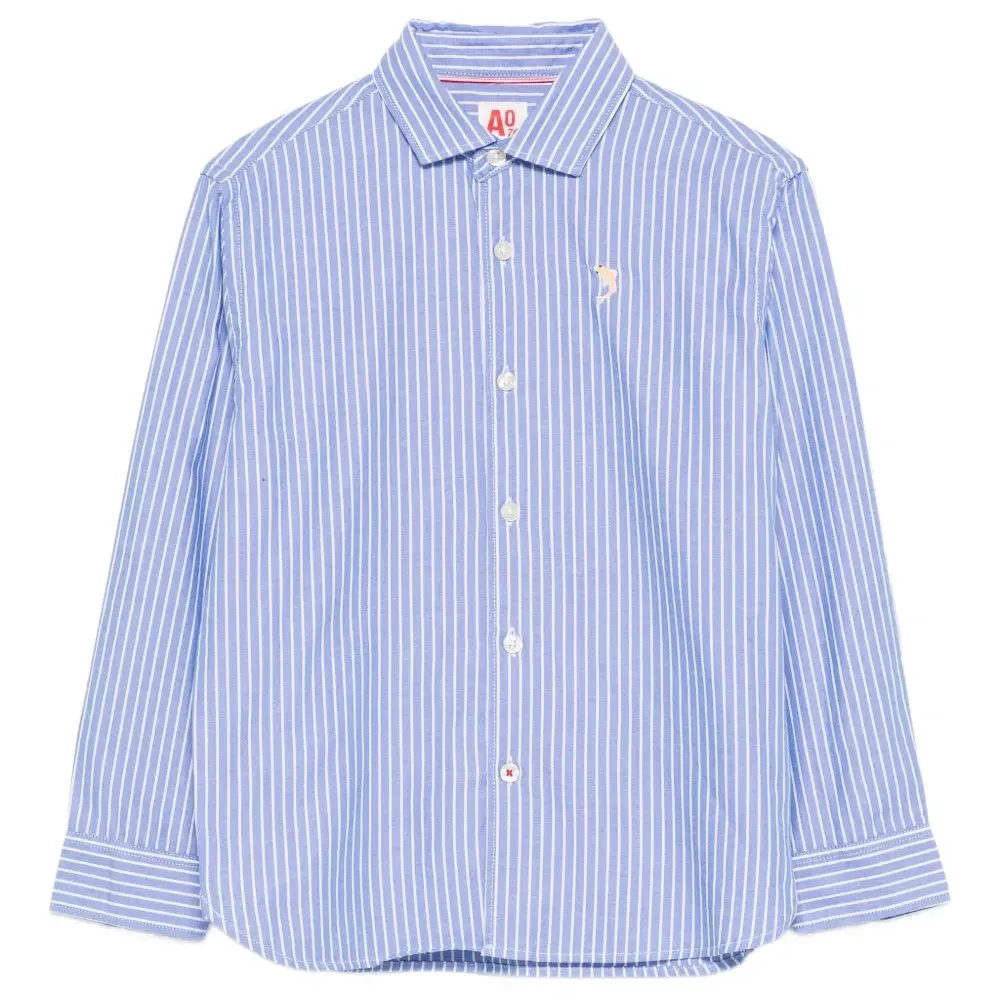 Полосатая рубашка с вышивкой