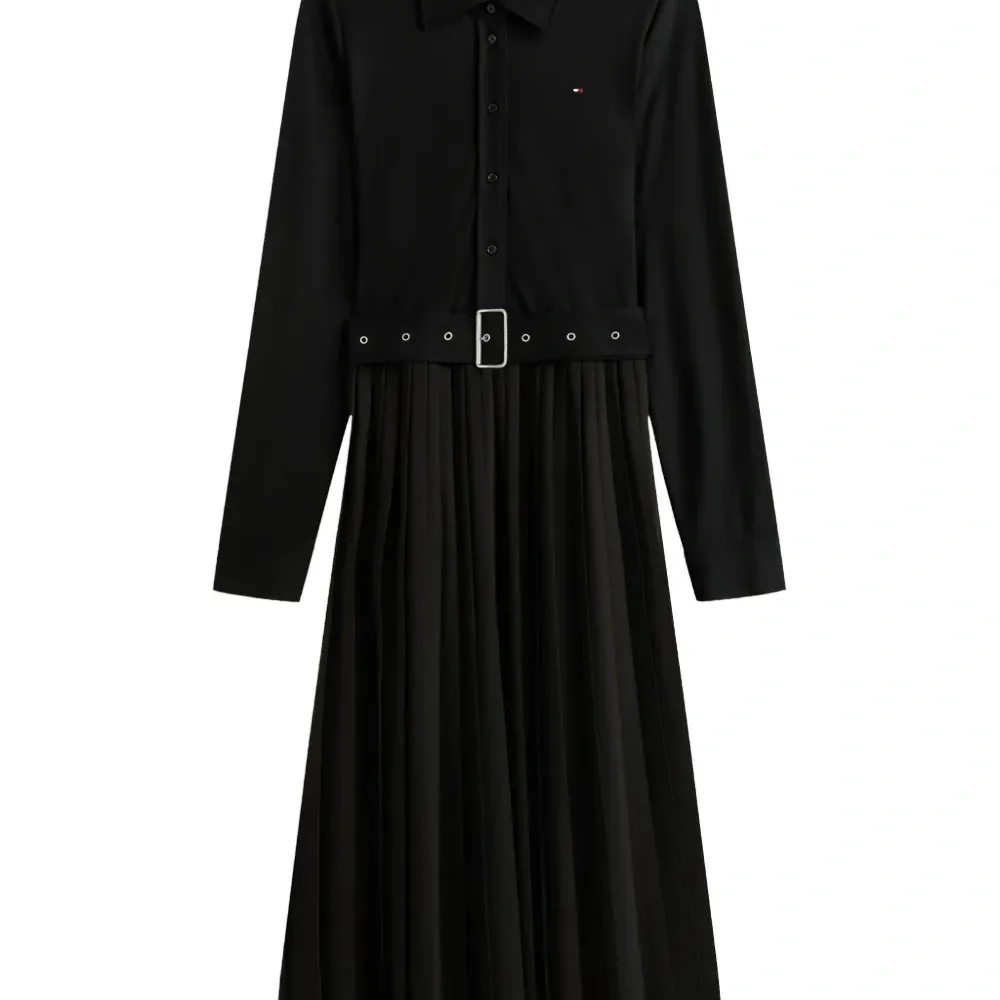 Плиссированное платье миди с поясом