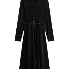 Плиссированное платье миди с поясом