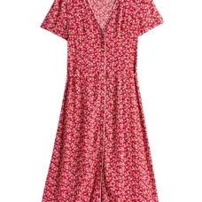 Миди-платье с цветочным узором и пуговицами