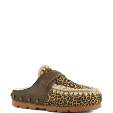 Зимние мюли Bio с леопардовым принтом и заклёпками