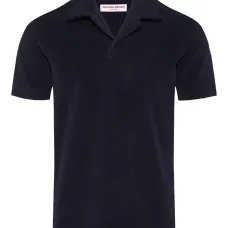 Топ с поло-воротником из махровой ткани