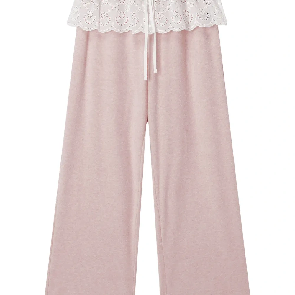 Брюки с кружевной отделкой