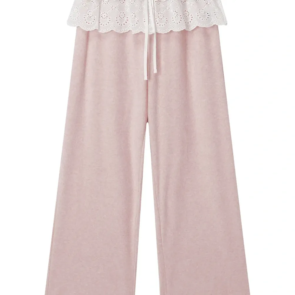 Брюки с кружевной отделкой