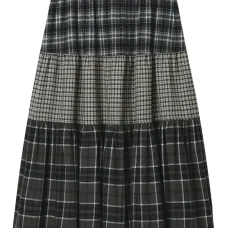 Ярусная юбка миди в клетку