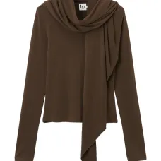 Блузка с длинными рукавами и драпировкой