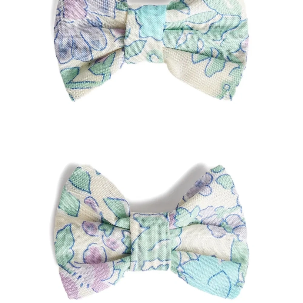 Заколка для волос с бантом и цветочным принтом (набор из двух штук)