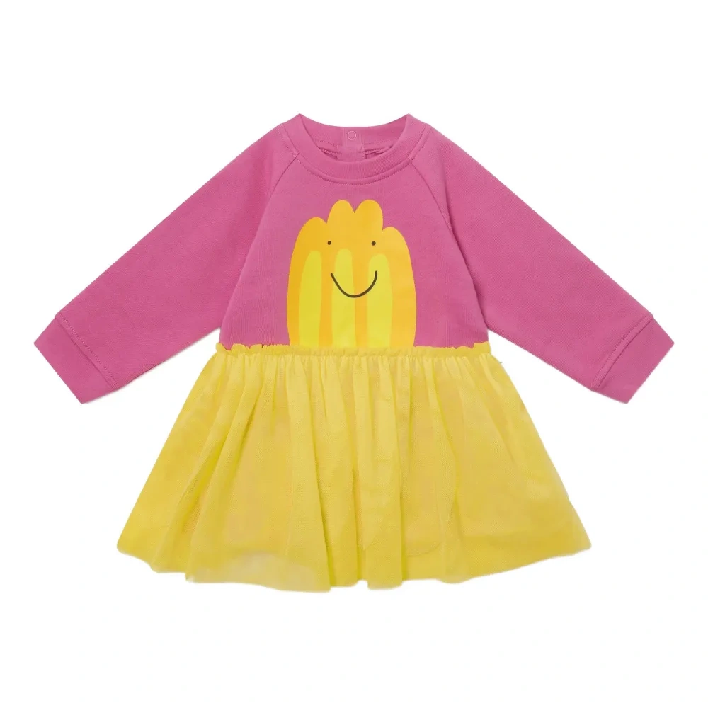 Платье с длинными рукавами и принтом