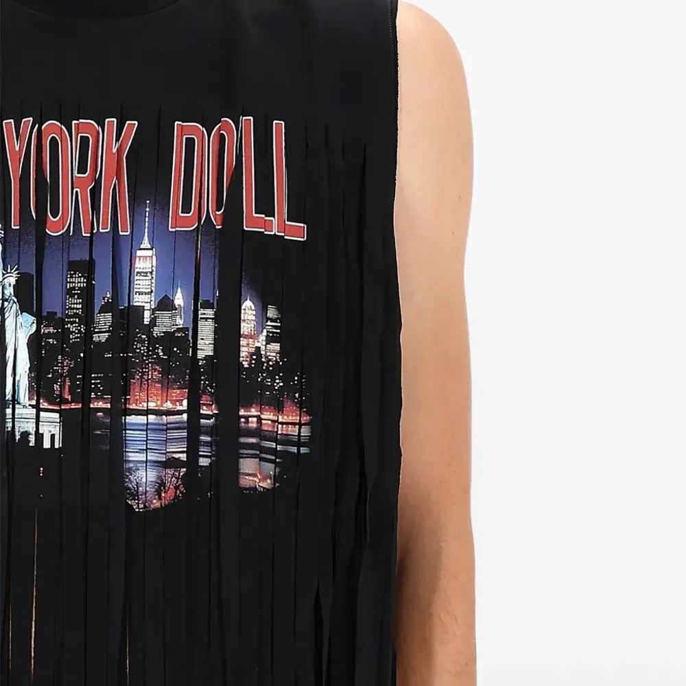 Футболка с бахромой и графическим принтом