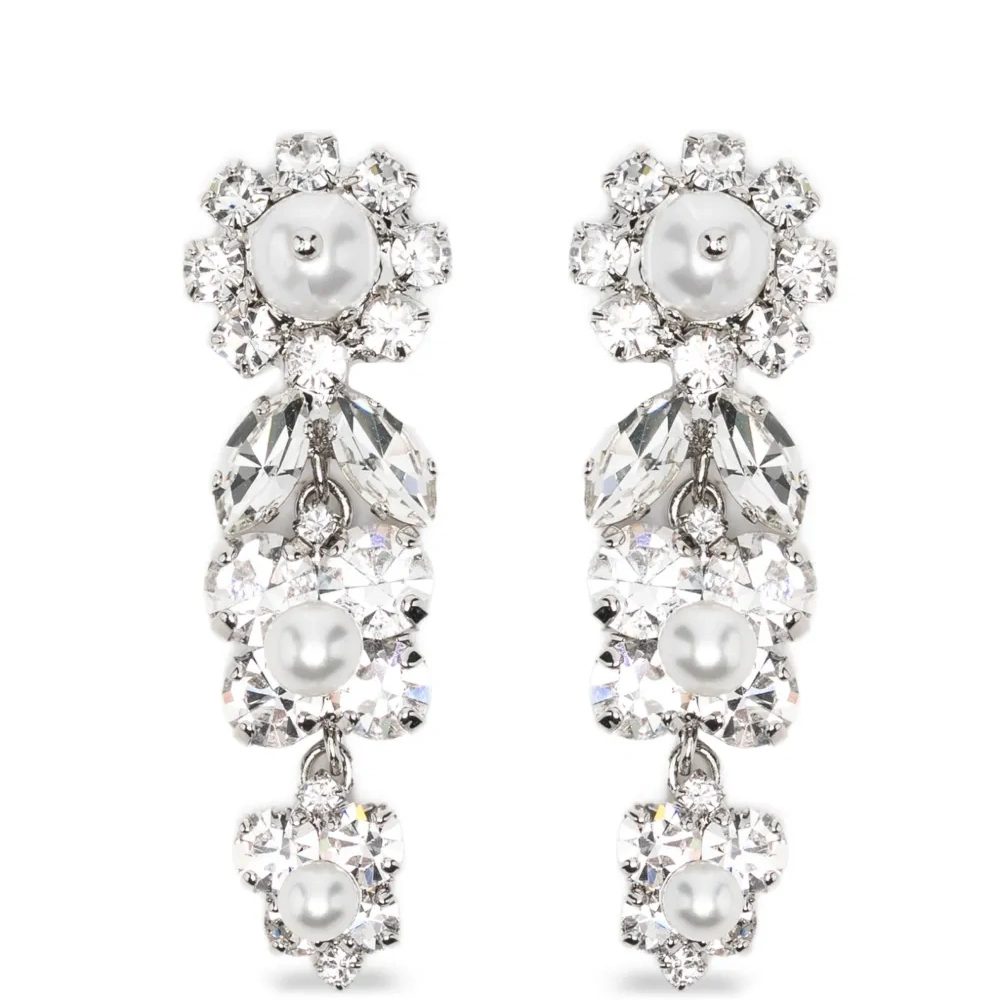 Серьги-подвески с кристаллами и мотивом маргаритки