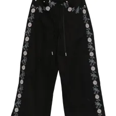 Брюки с цветочной вышивкой