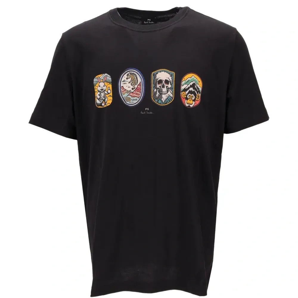 Футболка свободного кроя с нашивками