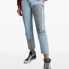 Джинсы в технике пэчворк