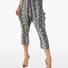 Укороченные брюки со змеиным принтом