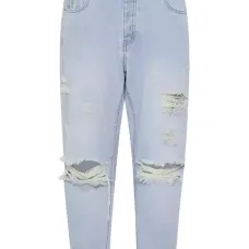 Джинсы с эффектом потертости и карманами