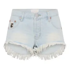 Джинсовые шорты с бахромой