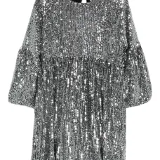 Платье с объемными рукавами и пайетками