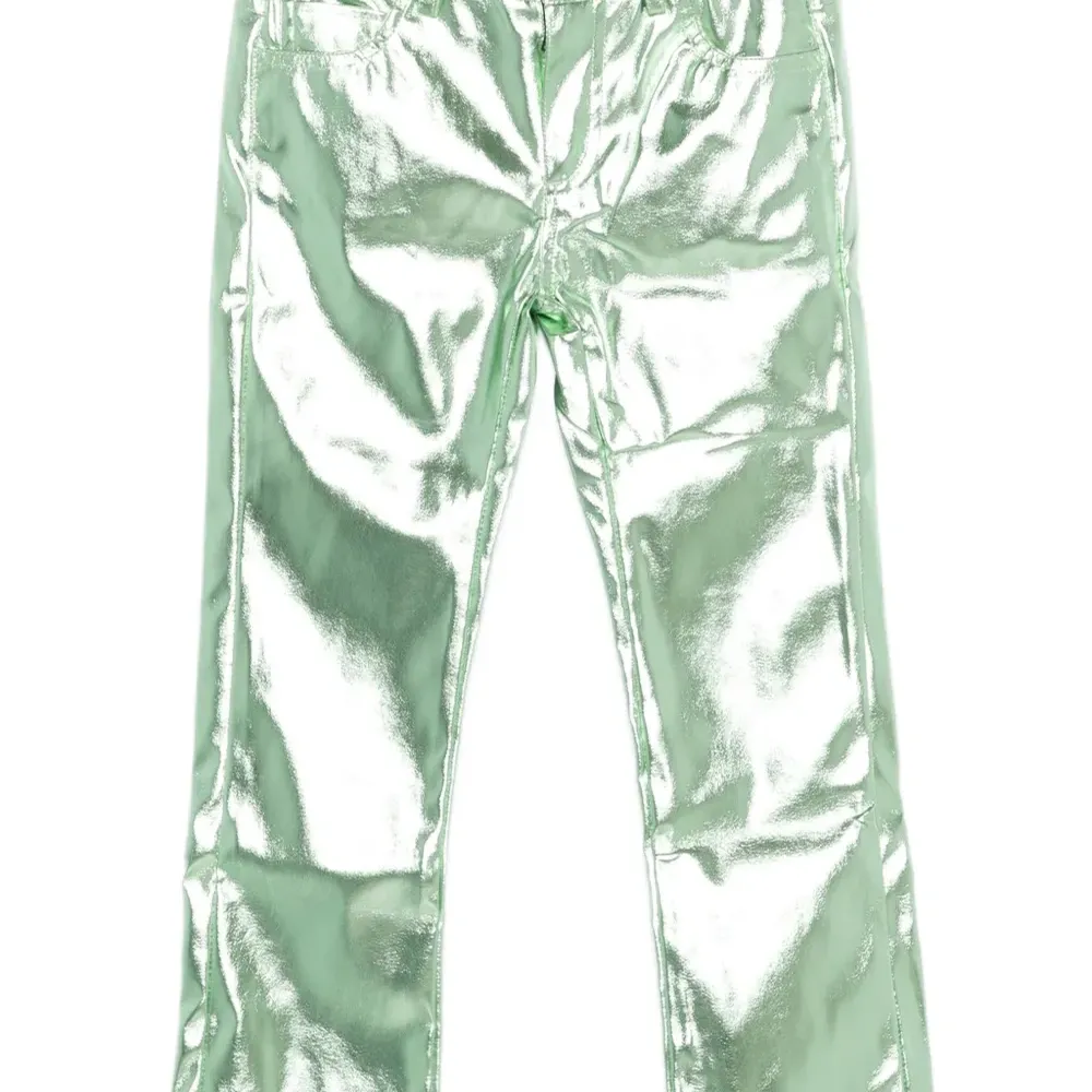 Брюки с эффектом металлик