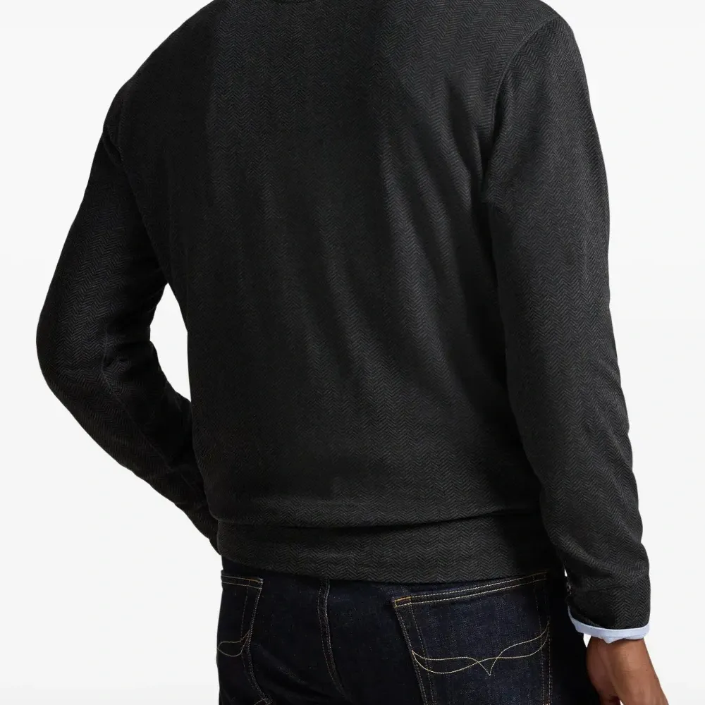 Толстовка с воротником на молнии и узором в елочку