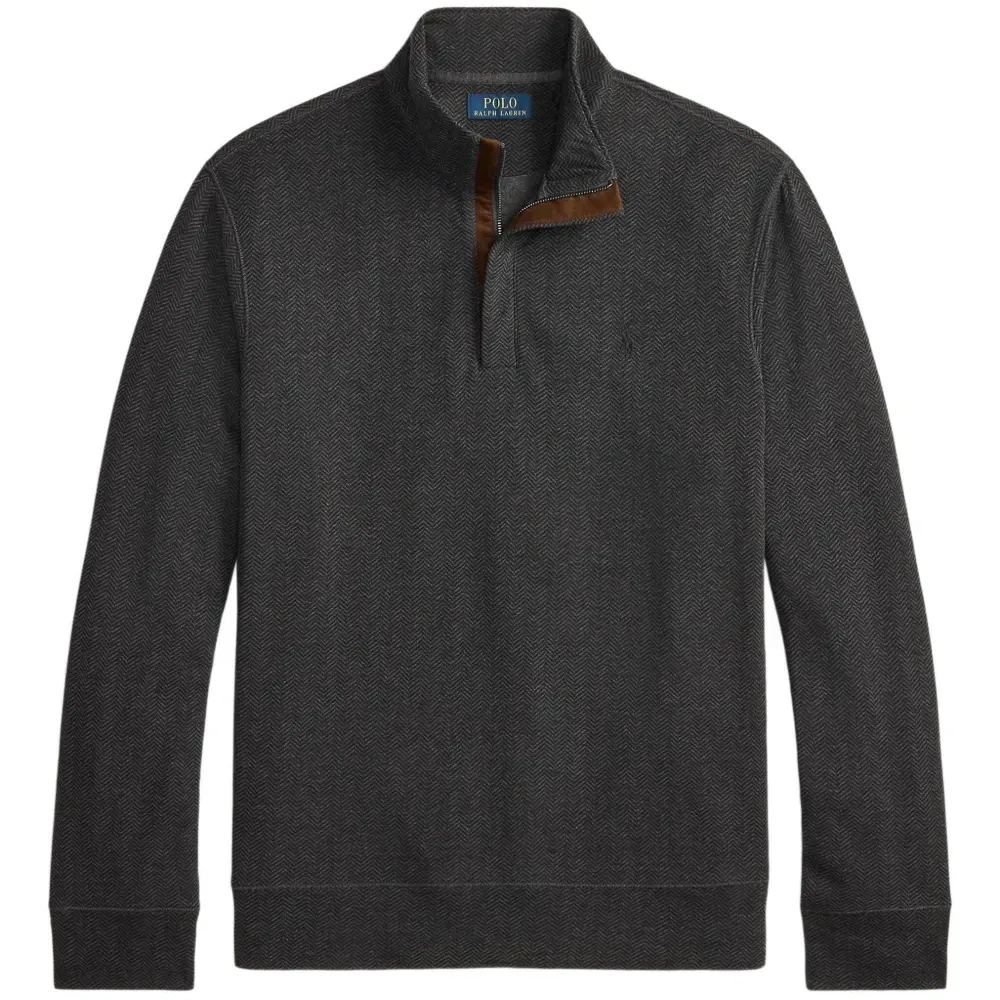 Толстовка с воротником на молнии и узором в елочку