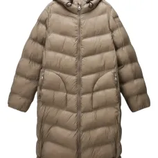 Стеганое пальто с капюшоном