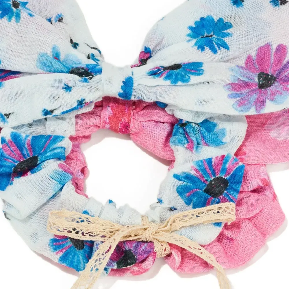 Комплект из двух резинок для волос с цветочным принтом
