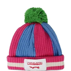 Полосатая шапка бини с помпоном Полосатая шапка бини с помпоном