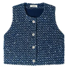 Укороченный жилет с пайетками