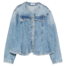 Джинсовая куртка с искусственным жемчугом Джинсовая куртка с искусственным жемчугом