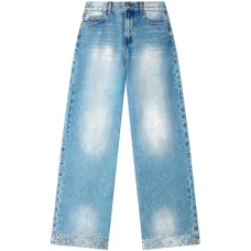 Прямые джинсы с украшением из страз