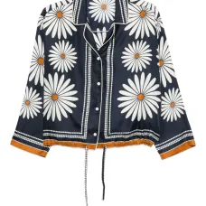 Шелковая рубашка с цветочным принтом