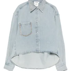 Рубашка асимметричного кроя со стразами