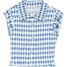 Рубашка в клетку гингем с оборками