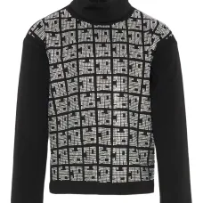 Декорированный топ с высоким воротником