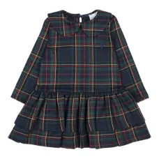 Платье в клетку тартан с оборками