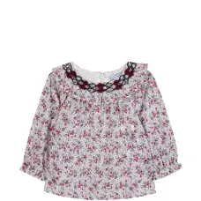 Рубашка с вышивкой и цветочным принтом