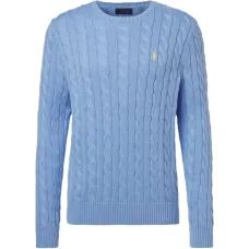 Свитер с круглым вырезом и вязкой "косичка"