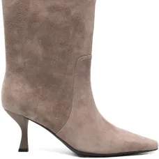 Кожаные сапоги с заострённым носком на каблуке 70 мм