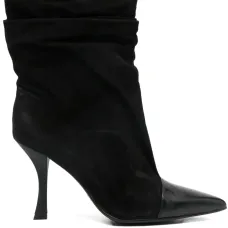 Сапоги с заострённым носком, сборками и каблуком 90 мм