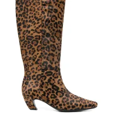 Сапоги до колена с анималистичным принтом