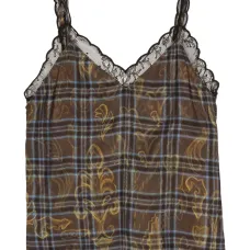 Клетчатый топ с кружевом