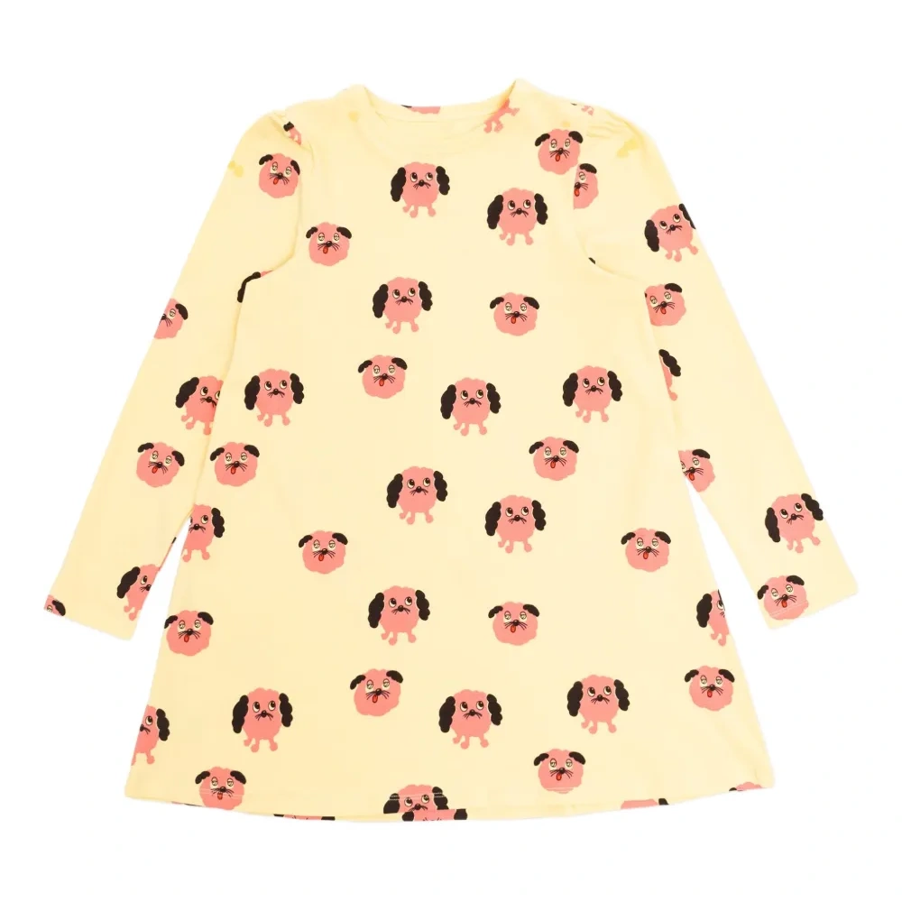 Платье Doggies с длинными рукавами и принтом