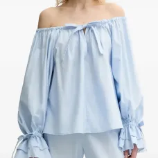 Комплект из топа и брюк с рюшами и завязками