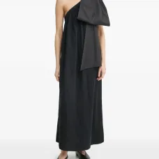 Платье миди на одно плечо с бантом