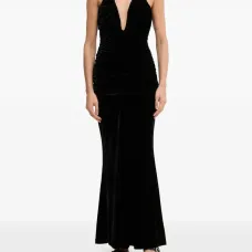 Макси-платье Elvira с воротником-халтер и драпировкой