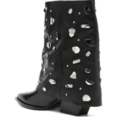 Ботинки с отделкой заклепками и каблуком 65 мм