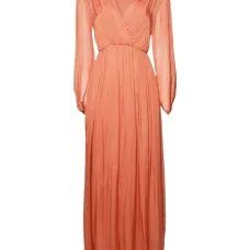 Платье с V-образным вырезом и длинными рукавами