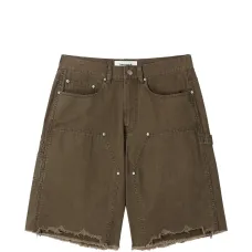 Джинсовые шорты-карго с необработанным краем