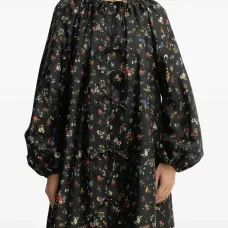 Мини-платье с цветочным принтом и завязками Мини-платье с цветочным принтом и завязками