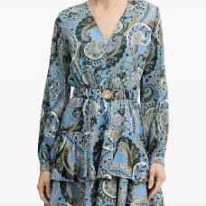 Ярусное платье мини с принтом пейсли